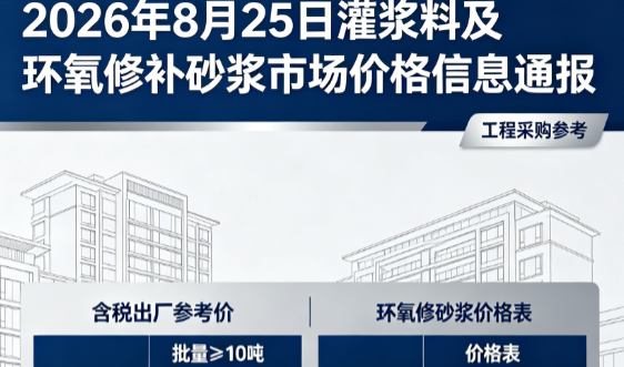 泗洪2026年8月25日灌浆料及环氧修补砂浆市场价格信息通报